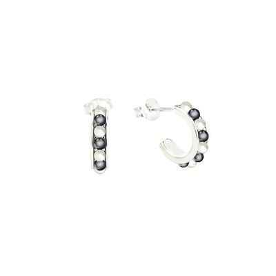 Grey and White MOP-Earhoops-9SY-0025