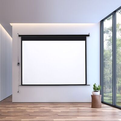 Livingandhome 92 inch 4:3 Electric Motorised Projector Screen White Matte HD Cinema Projection