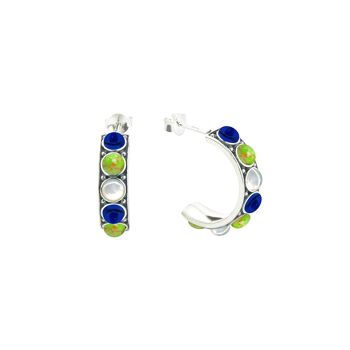 Turquoise verte, lapis et vadrouille blanche -Earhoops-9SY-0030 1