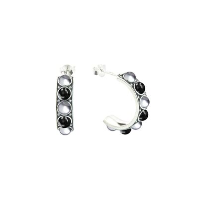 Grey and White MOP-Earhoops-9SY-0032