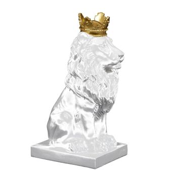 Statue Lion Couronne Dorée 29Cm 3