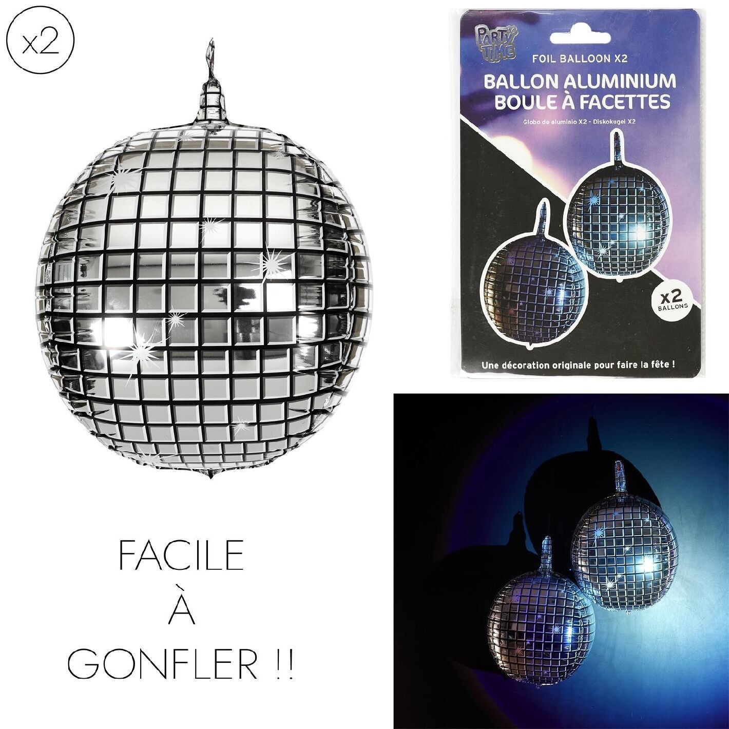 Foil Balloon Mirror Ball x2