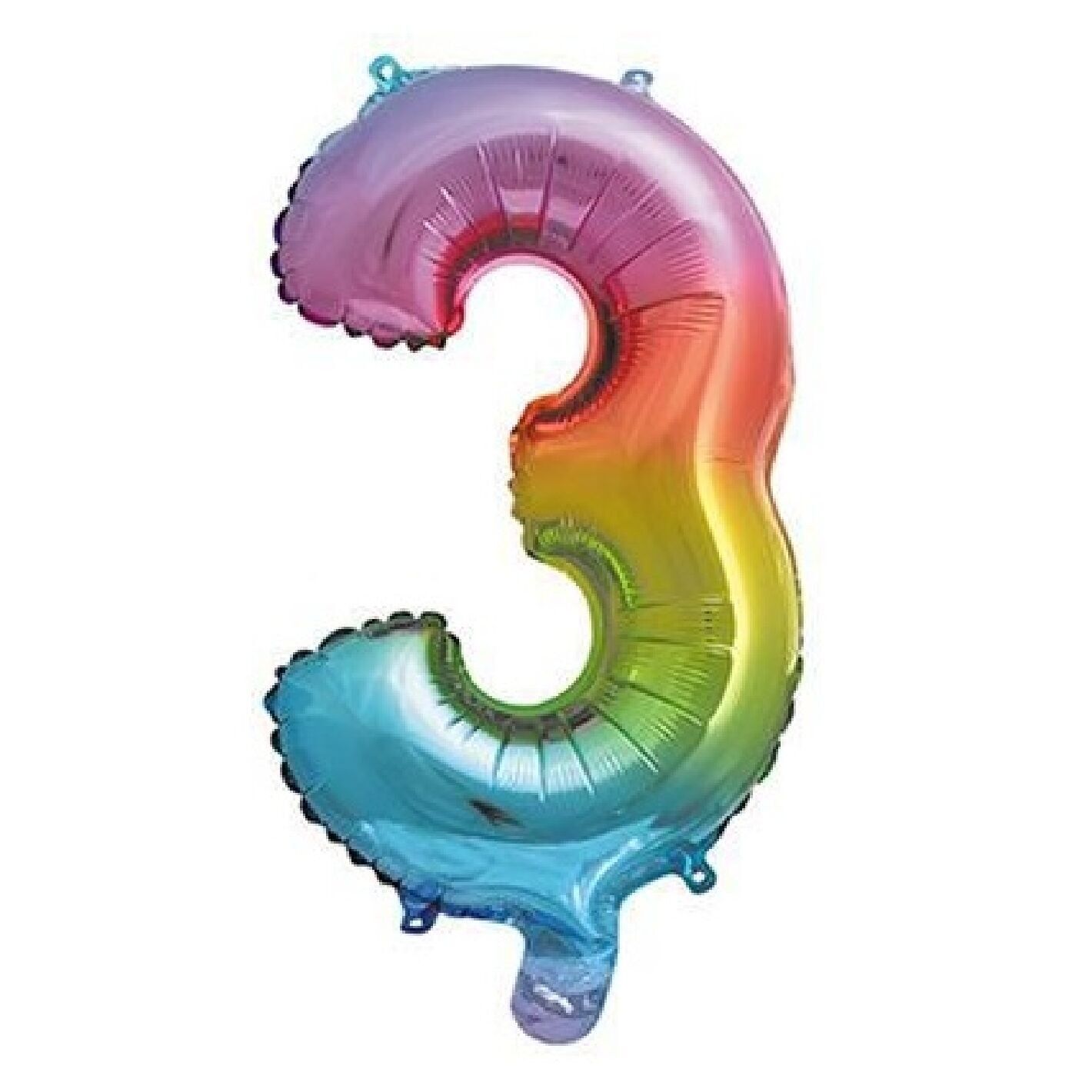 Folienballon Nummer 3 35 cm Regenbogen C