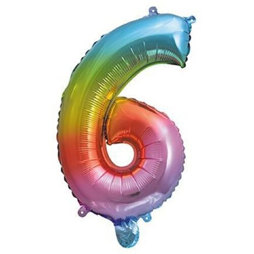 Ballon Aluminium Chiffre 6 35Cm Arc-En-C