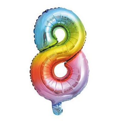 Palloncino Foil Numero 8 35Cm Arcobaleno C