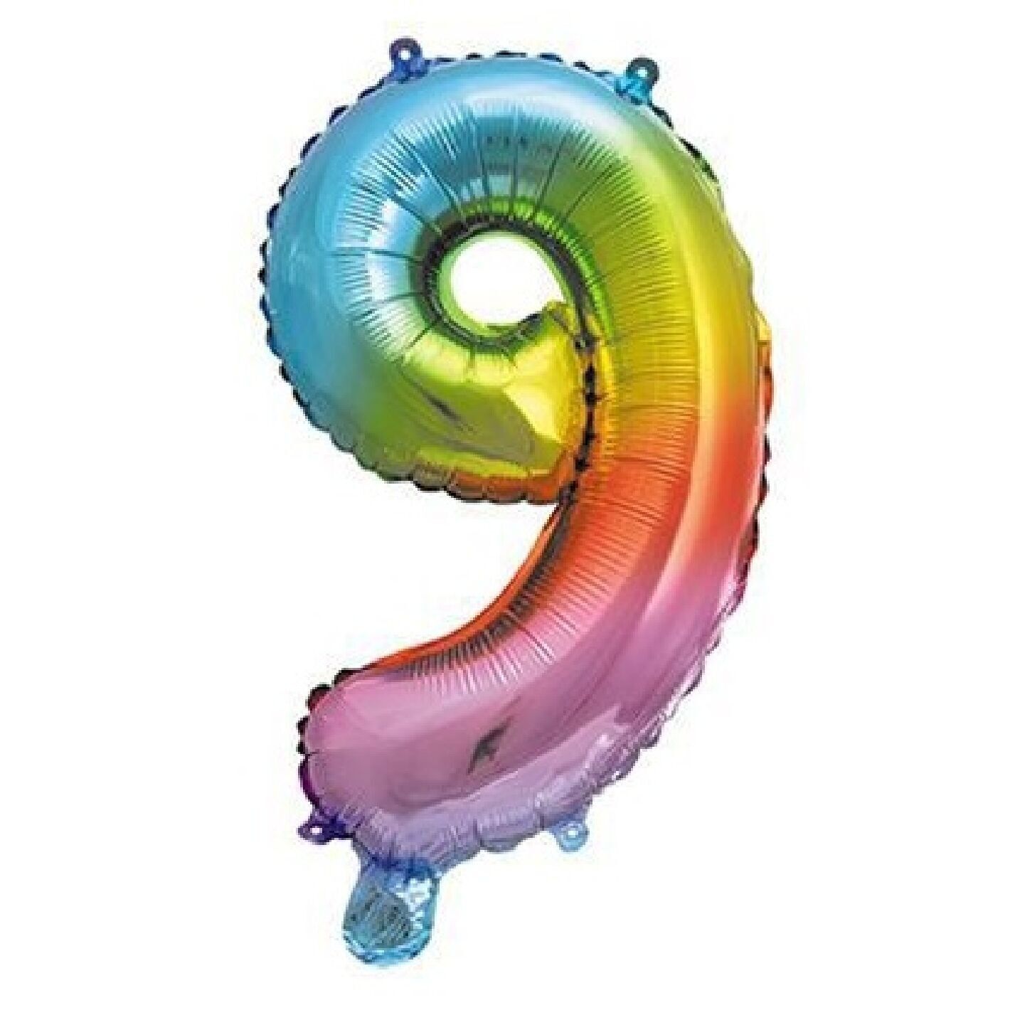 Nummer 9 Folienballon 35 cm Regenbogen C