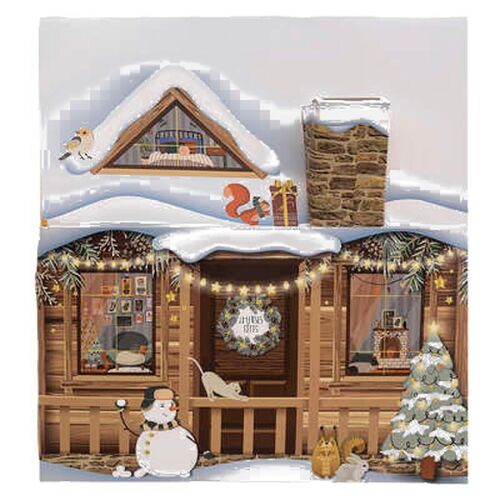 Boîte Sac Chalet Noël 25x12x25Cm