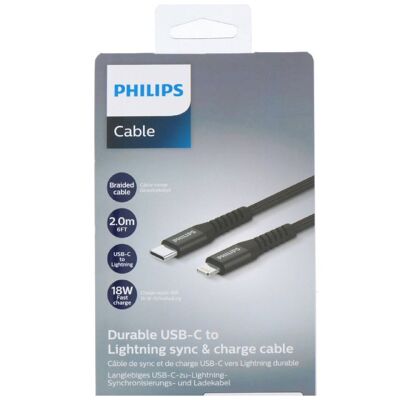 Cable de carga Philips USB-C/Lightning 2m