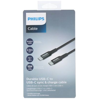 Cable de carga Philips USB-C / USB-C de 2 m