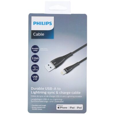 Cable de carga Philips USB-A/Lightning 2m