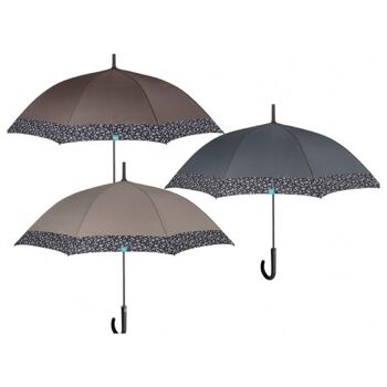 Parapluie Canne Femme Automatique Uni Bordure Motifs 1