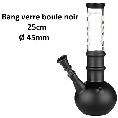 Bong in vetro nero a sfera 25 cm Ø45 mm
