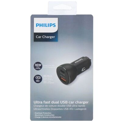 Cargador de coche USB-C/USB-A de Philips