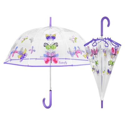 Ombrello automatico a campana da donna con farfalle