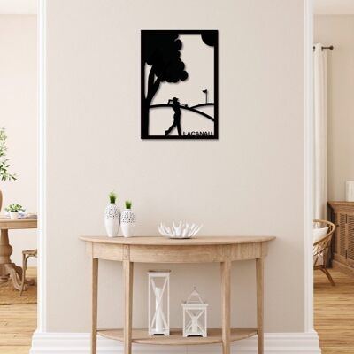 Black wooden painting - The Golfer by Lacanau