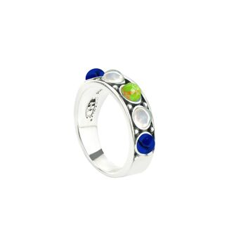 Turquoise verte, lapis et vadrouille blanche -Ring-9SY-0058-52 1