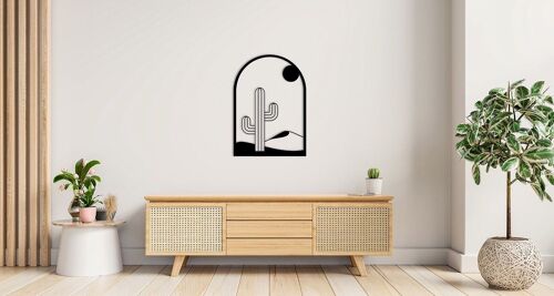 Tableau en bois noir - Cactus du Désert