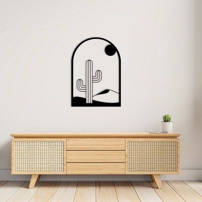 Tavola di legno nera - Cactus del deserto