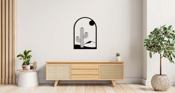 Tableau en bois noir - Cactus du Désert 1