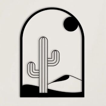 Tableau en bois noir - Cactus du Désert 2