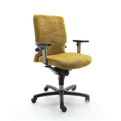 Sedia da ufficio rinnovata Gialla Regain ergonomica Comforto 77 NPR1813 - Base nera