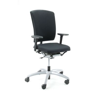 Chaise de bureau reconditionnée Sitag EL100, retapissée noir, accoudoirs 4D