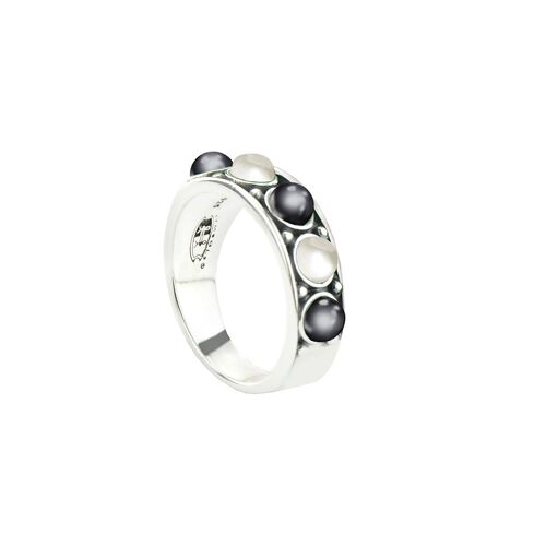 Grey and White MOP-Ring-9SY-0060-50