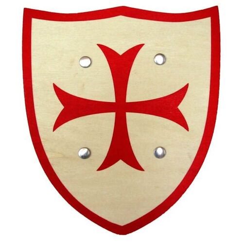 Escudo de madera con cruz roja