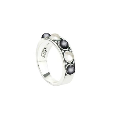 Grey and White MOP-Ring-9SY-0060-56