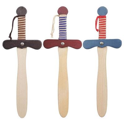 Assortimento di 3 spade in legno per bambini