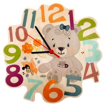 Horloge murale à quartz ours nature