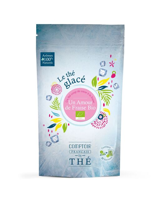 Thé noir et vert Un Amour de Fraise Bio - Thé glacé doypack 10 sachets