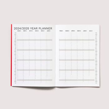 Petit planificateur mensuel 2024/2025 | Meilleur outil de planification de projet | Taille A5 similaire | Couleur rouge 3