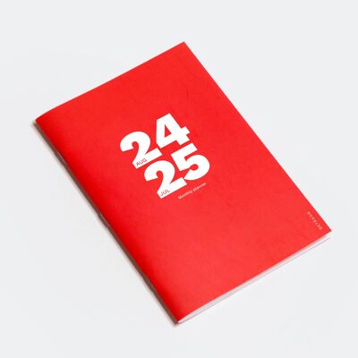 Agenda mensile grande 2024/2025 | Il miglior strumento di pianificazione del progetto | Formato A4 | Colore rosso