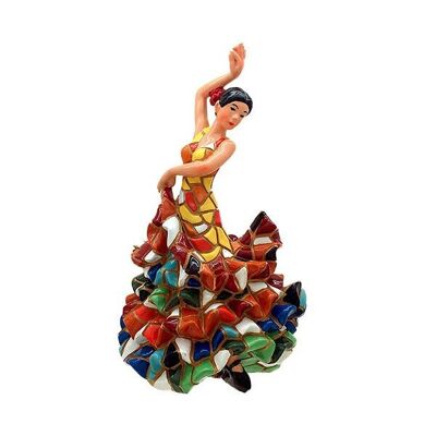 Dancing flamenco mosaic figure - multicolor/red