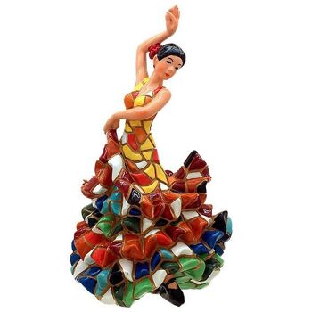 Figurine en mosaïque flamenco dansante - multicolore/rouge 4