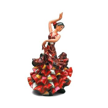 Figurine en mosaïque flamenco dansante - multicolore/rouge 5
