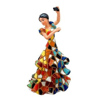 Figure en mosaïque flamenco avec castagnettes - multicolore/rouge-or 3