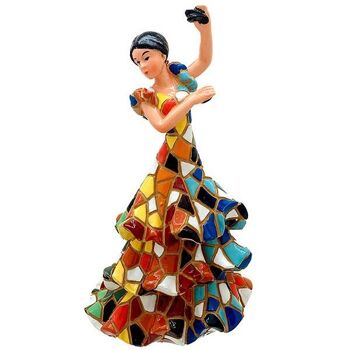 Figure en mosaïque flamenco avec castagnettes - multicolore/rouge-or 4