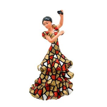 Figure en mosaïque flamenco avec castagnettes - multicolore/rouge-or 5