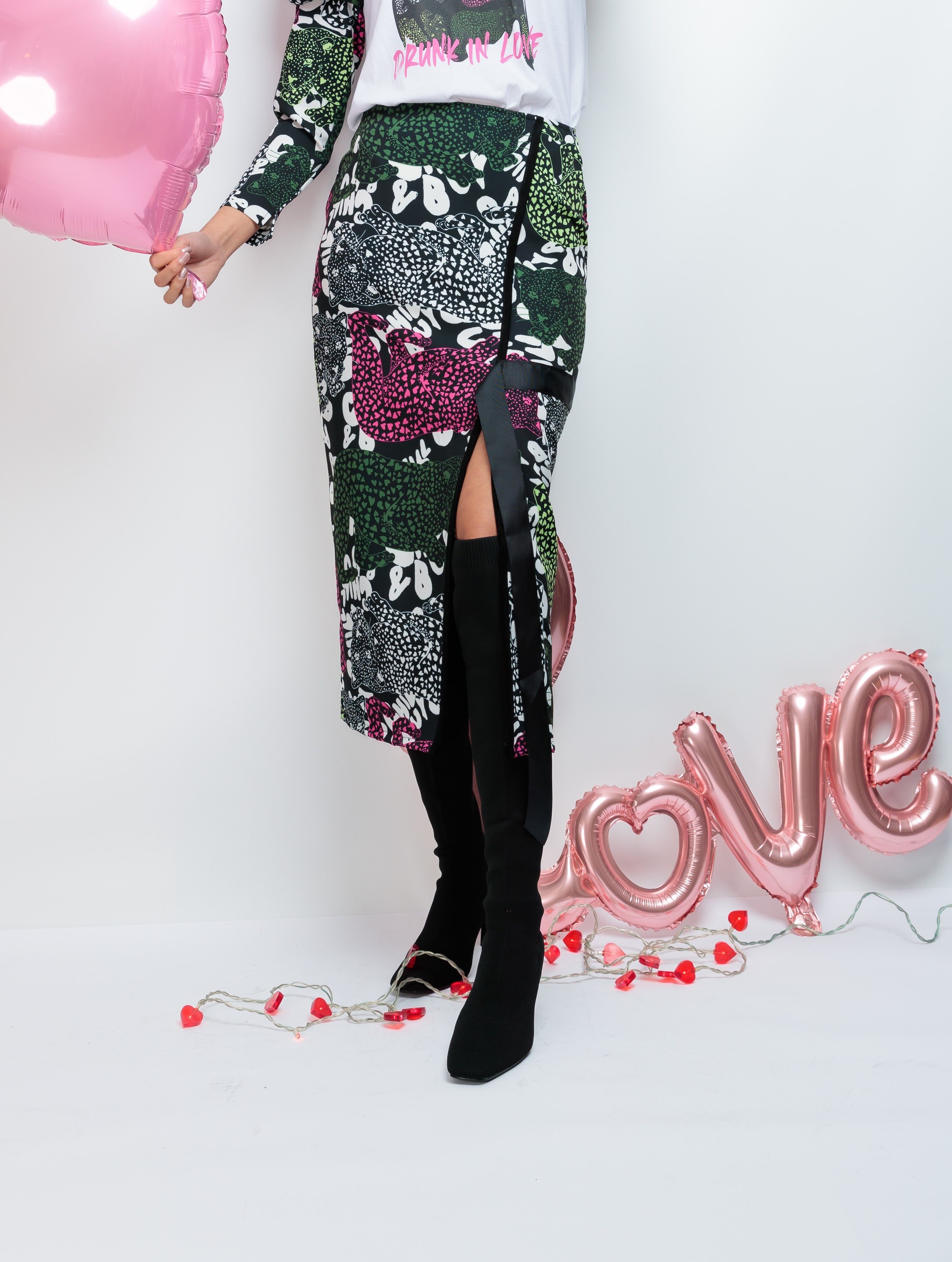 Jupe à rubans d'amour de panthère verte