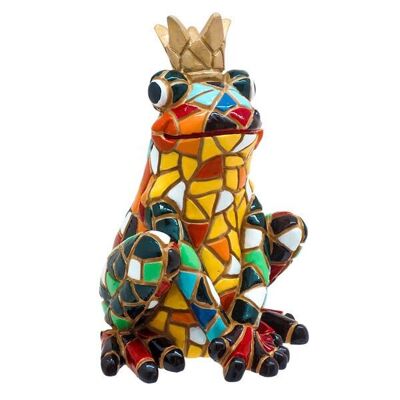 Mosaic figure frog with crown