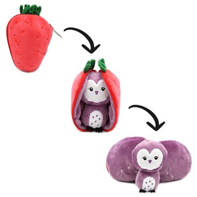 FLIPETZ BY LES DEGLINGOS - Peluche Violeta el Búho/Fresa