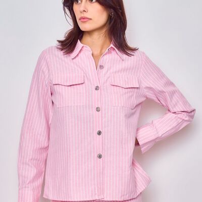Striped cotton shirt-3056