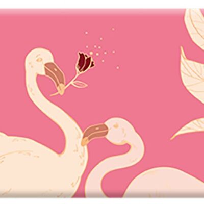 Amour - BIO-MILCHSCHOKOLADE 40g „Rosa Flamingos“ Metallic-Goldeffekt, DE-ÖKO-013 - MHD: 09/2024