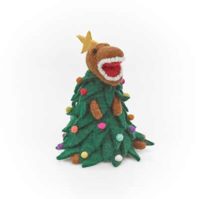 Topper de árbol de Navidad Tree-Rex de fieltro hecho a mano