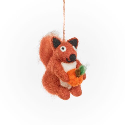 Handmade Felt Autumnal Seymour Squirrel Hanging Decoration