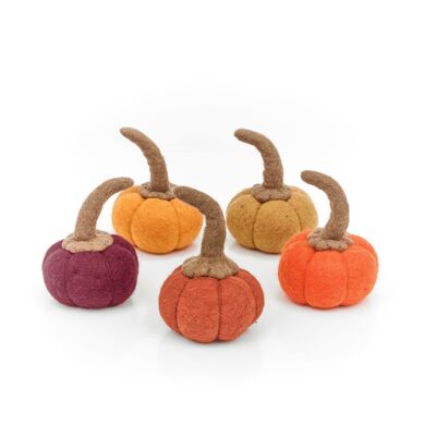 Calabazas perfectas de fieltro hechas a mano, decoraciones de Halloween de pie