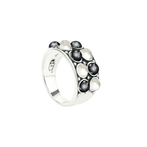 Grey and White MOP-Ring-9SY-0067-50