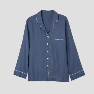 Blueberry Linen Pyjama Shirt